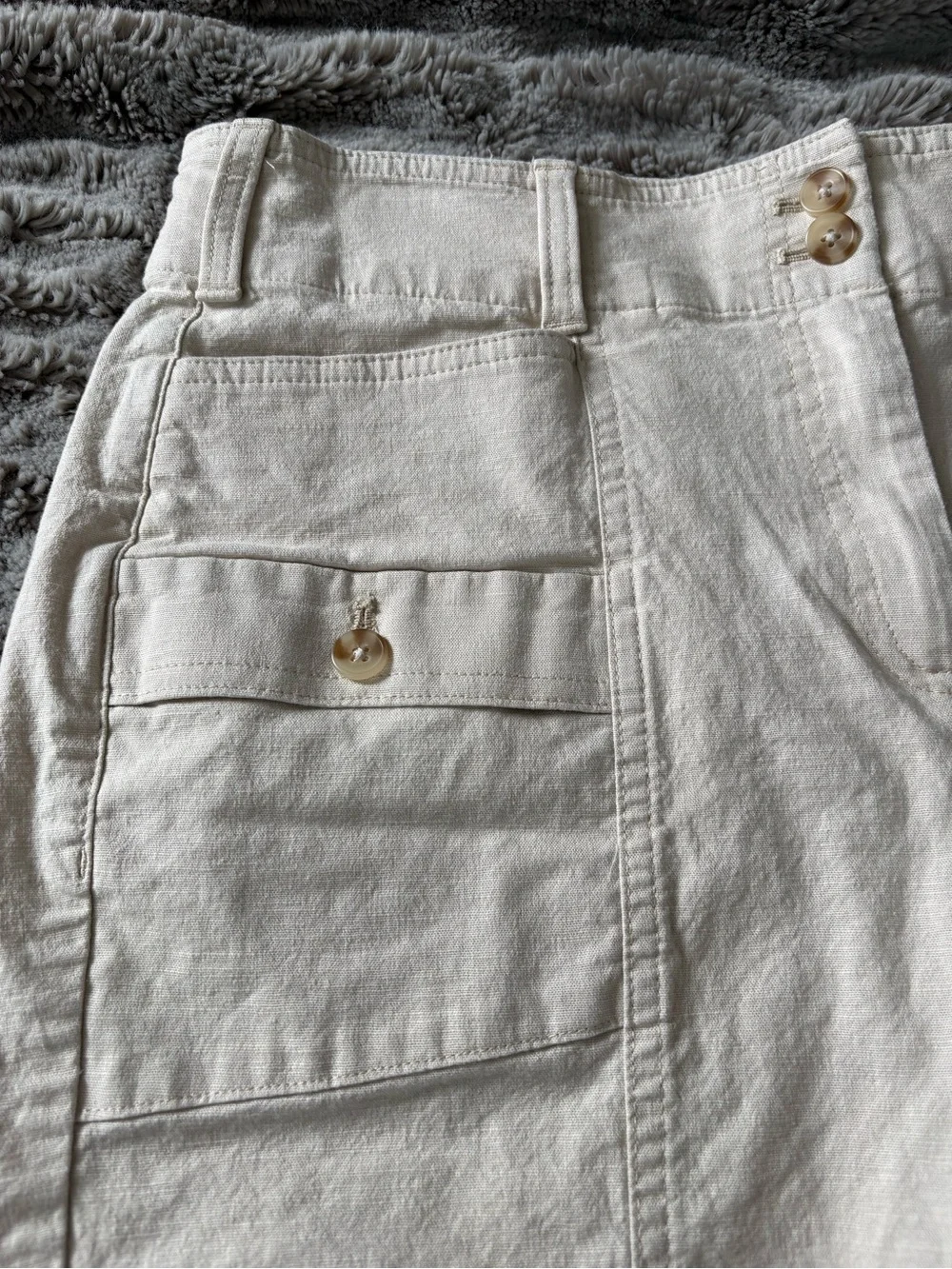 Talbots Cream Linen Pocket Shorts